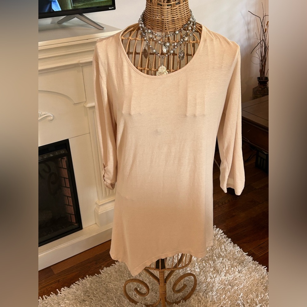 Kaktus festival summer size medium beige lightweight high low tee